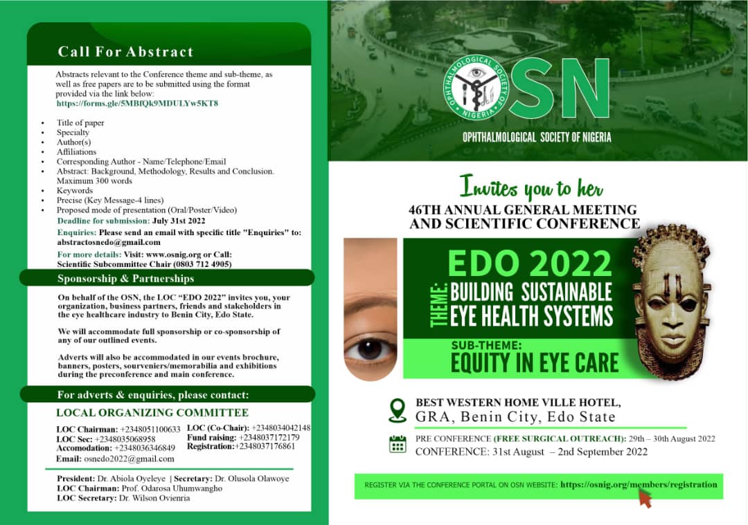 46th Annual General Meeting and Scientific Conference of the Ophthalmological Society of Nigeria - OSNEdo 2022 || Eyehub Nigeria