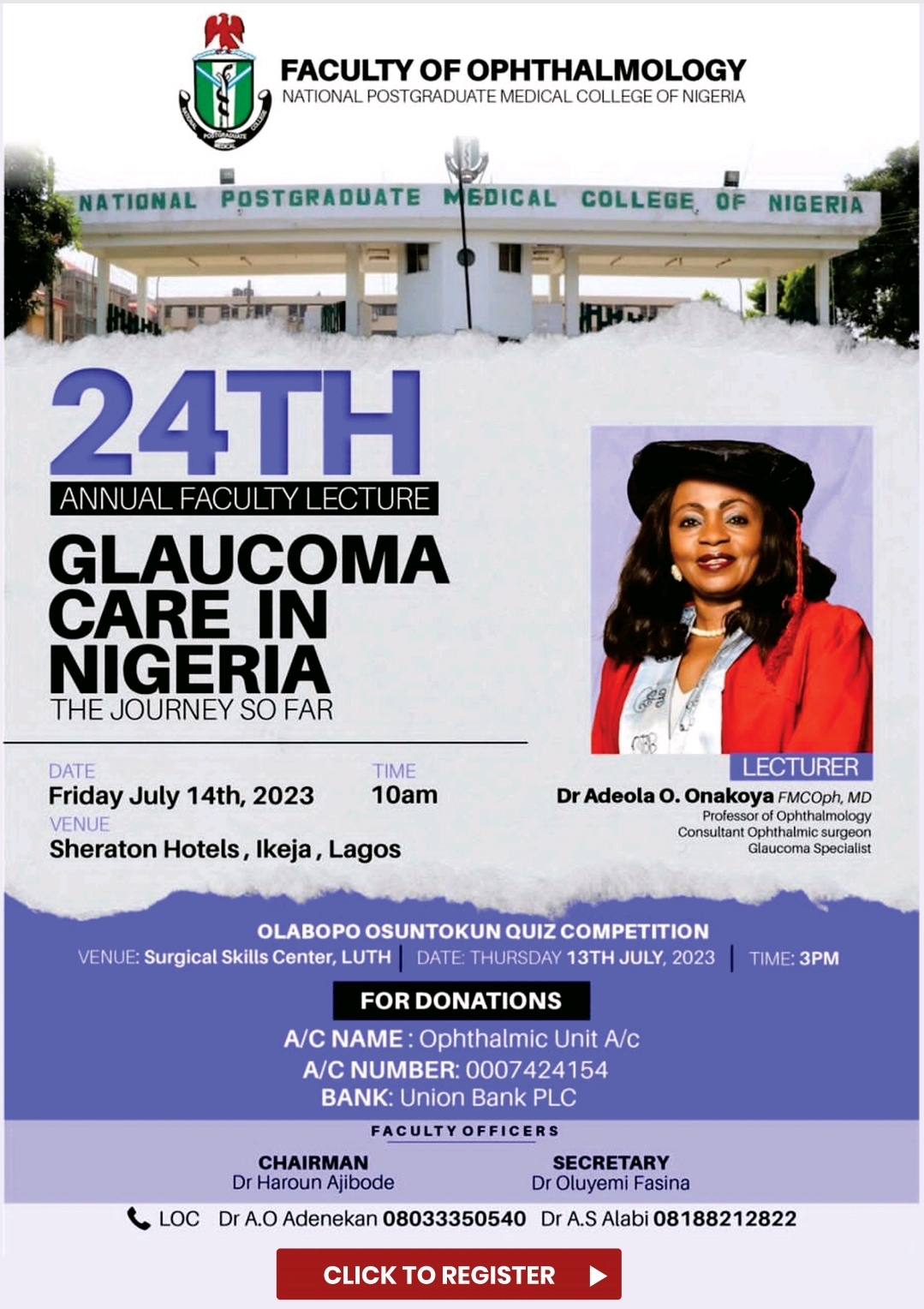 24th Annual Faculty Lecture of the Faculty of Ophthalmology, National Post Graduate Medical College of Nigeria (NPMCN) || Eyehub Nigeria